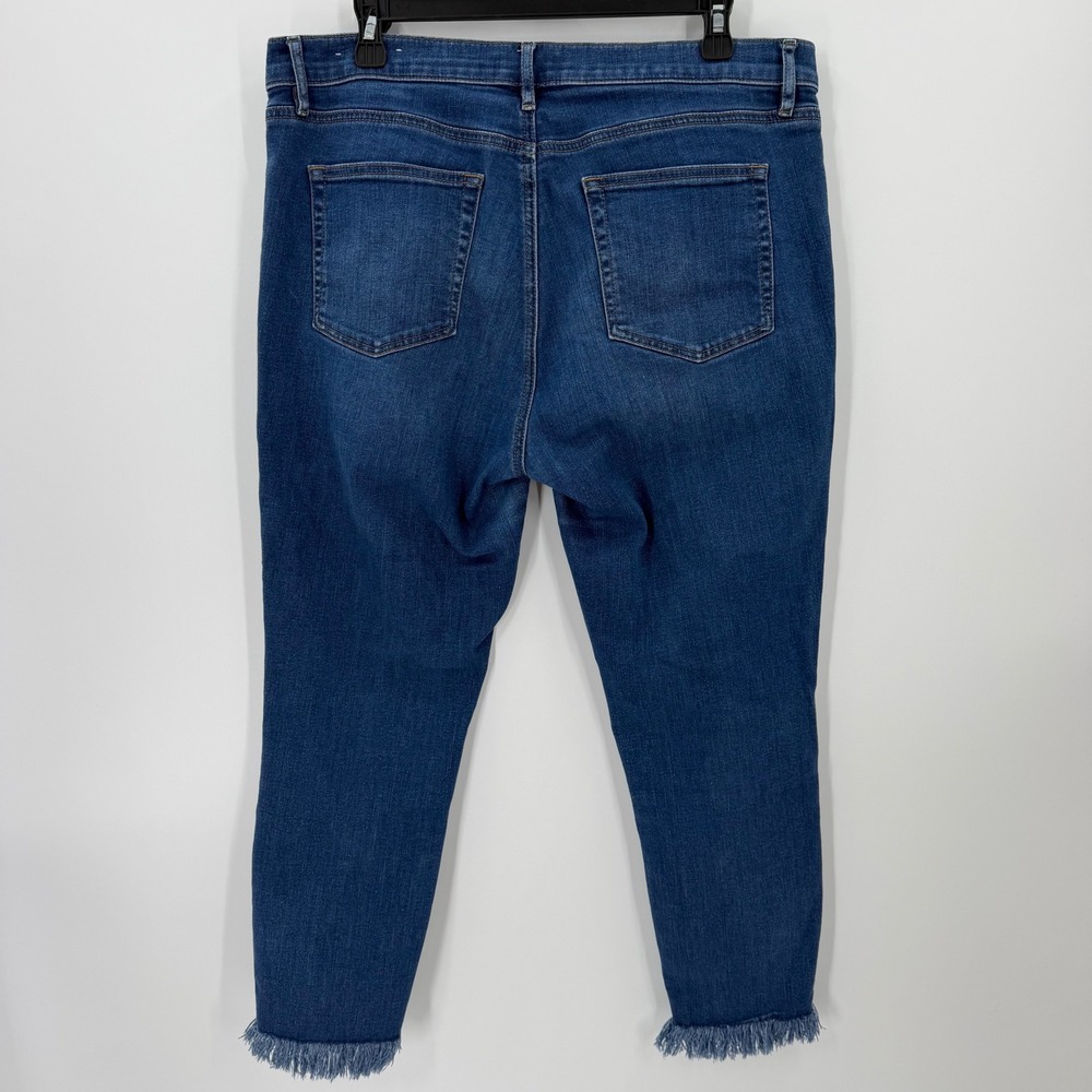 LOFT Outlet Frayed Hem Ankle Jeans Womens 14 Blue Mid Rise Skinny Stretch Denim - Picture 5 of 12